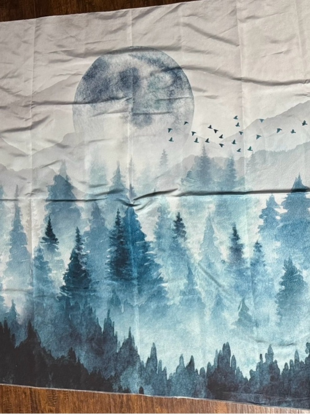 Blue Forest Moon Tapestry Wall Art